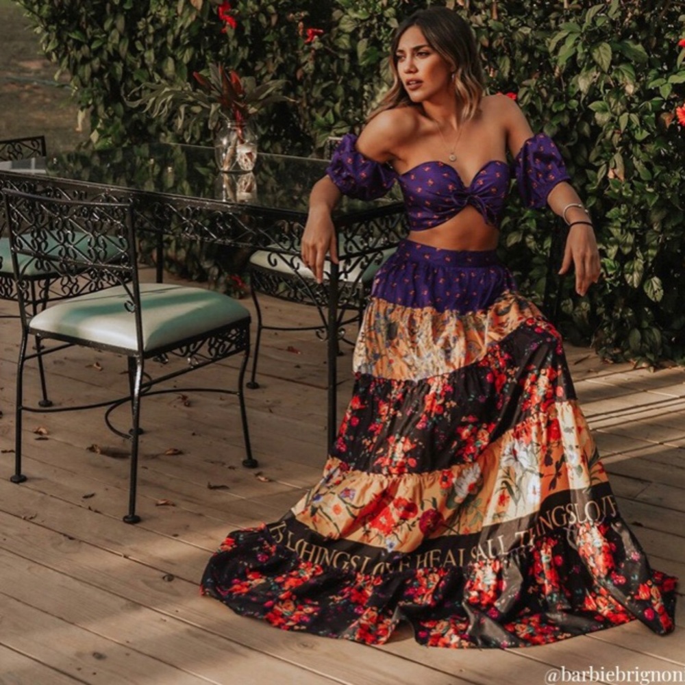Printed Two Piece Maxi Skirt Set